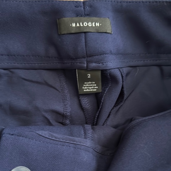 Halogen Navy Tie-Waist Women's Trousers - Picture 2 of 4